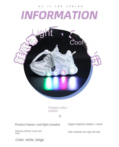 Child Fashion Sport Shoes Summer Luminous Fashion Breathable Kids Boys Net Shoes Girls LED Sneakers with Light Running Shoes