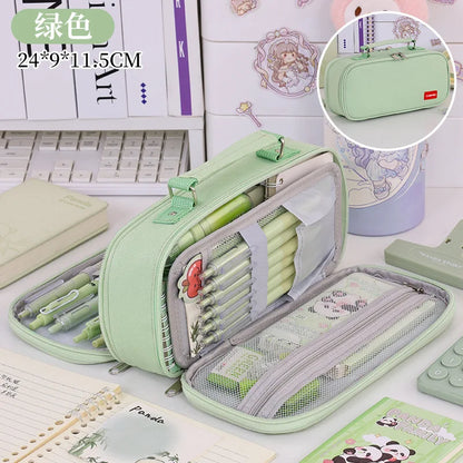 Portable Pencil Case for Students - Durable Oxford Fabric Stationery Bag with Zipper, Pen Slots & Large Storage Space