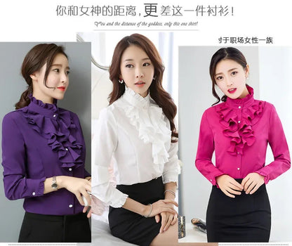 Women Blouse Lace Stand Collar Shirt Women Long Sleeve Autumn  Winter Top Shirt Blusas Ropa De Mujer