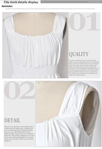 Summer 2025 White Long Svel Fro Beach Gown with Vest Ba Design Hing Waist Skimpy Sle Chiffon Dr for Women