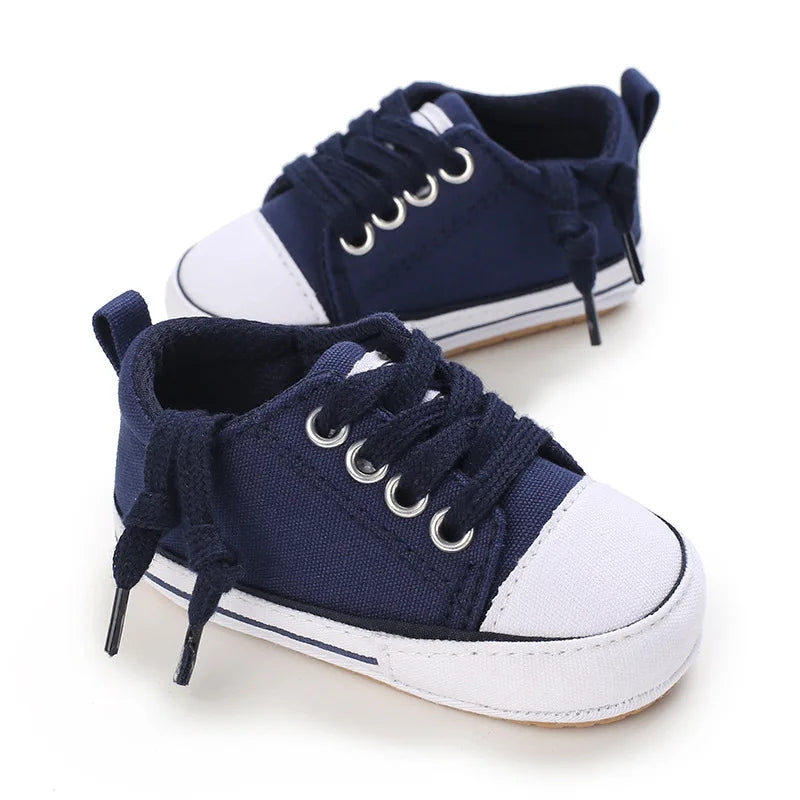 Baby Boys Girls Canvas Shoes Non-slip Rubber Sole Comfortable Soft Unisex Baby Basketball Shoes 0-18M (Available)