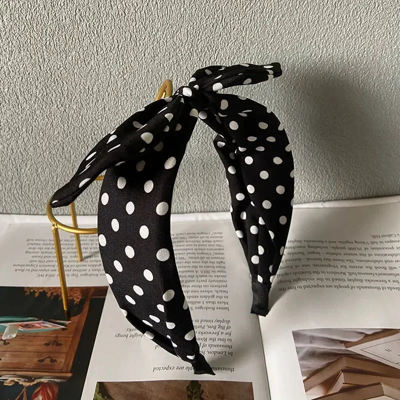 Fashion Hair Accessories Trend Women's Wide Headband Bow Knot Cross Sweet Style Polka Dot Hairband Cute Hoop Headwear
