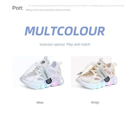 Child Fashion Sport Shoes Summer Luminous Fashion Breathable Kids Boys Net Shoes Girls LED Sneakers with Light Running Shoes