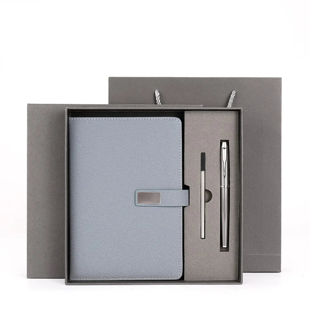PU Leather Corporate Gifts Set Stylus Pen Refill Set Notebook Pen Set Customized Printing Flash Drive Customized Notebook