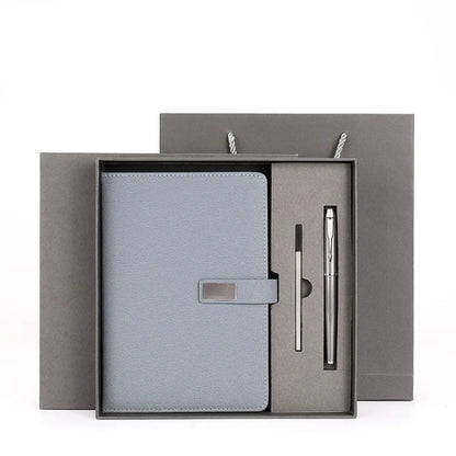 PU Leather Corporate Gifts Set Stylus Pen Refill Set Notebook Pen Set Customized Printing Flash Drive Customized Notebook