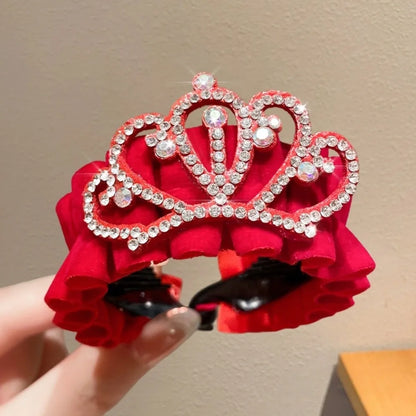 Children's New Year Crown Pearl Crystal Chinese Hair Claw Rhinestone for Princess Dress