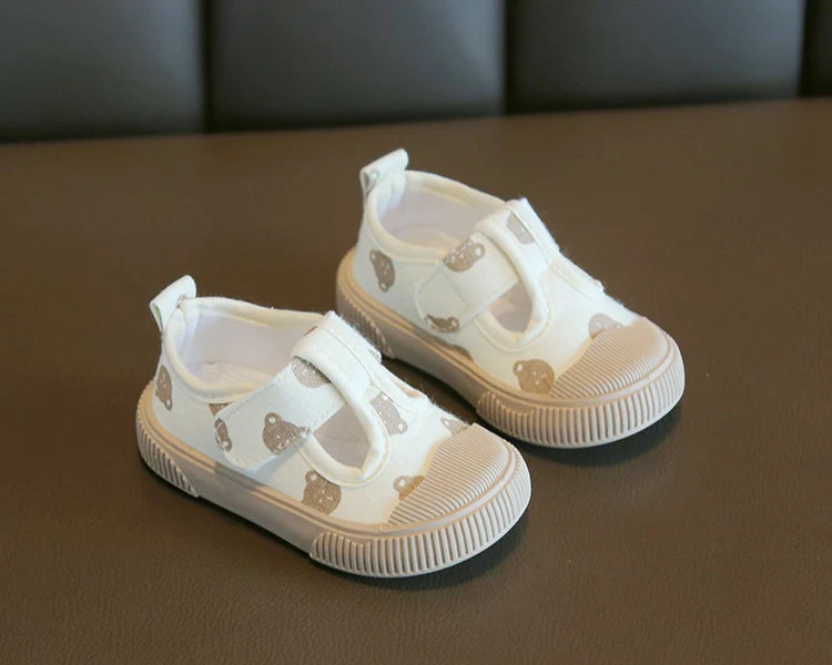 Square Mouth Boys/Girls' Casual Shoes Spring Cartoon Soft Sole Walking Shoes Boys/Girls Small Children Shoe TPR Sole Canvas Shoe