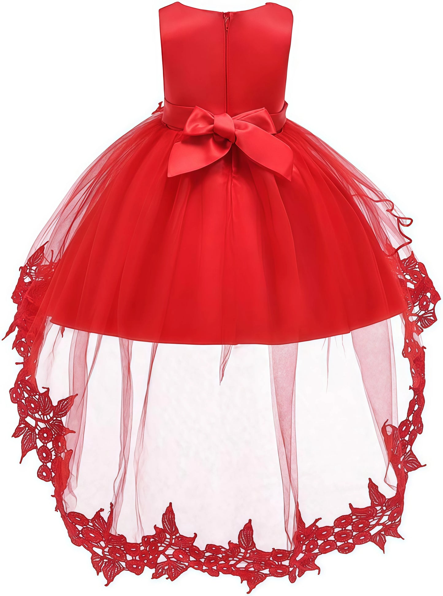 Toddler Girls Party Dress Infant Baby Christmas New Year Red Lace Flower Beaded Princess Dress For Newborns Wedding Baptism Gown