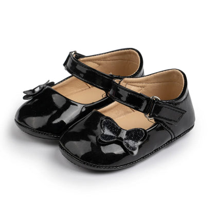 Baby Girl Shoes Newborn PU Leather Bowknot Dress Infants Shoes Rubber Non-Slip Toddler First Walker Baby Shoes Girls