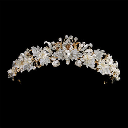 Efily Gold Color Wedding Tiaras and Crowns for Pearl Rhinestone Headband Bride Headpiece Jewelry