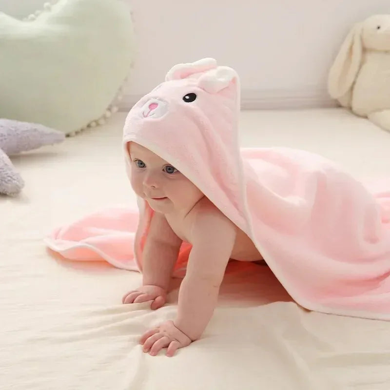 -Cartoon Animal Baby Hooded Bath Towels Toddler Bathrobe Warm Sleeping Swaddle Wrap for Boys Girls Newborn Soft Towel Blanket