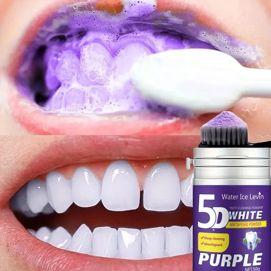 Simple Purple Brightening Powder - Conceals Stains, Non-Allergenic - Enamel-Safe Toothpaste Whitening Powder Suitable for Coffee, Tea, Food, Wine, and Tobacco Stains.