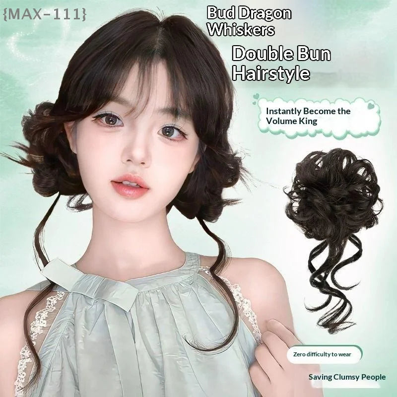 Messy Bun Hair Piece Tousled Updo With Tendrils Hair Bun Extensions Wavy Curly Hair For Women (Available)