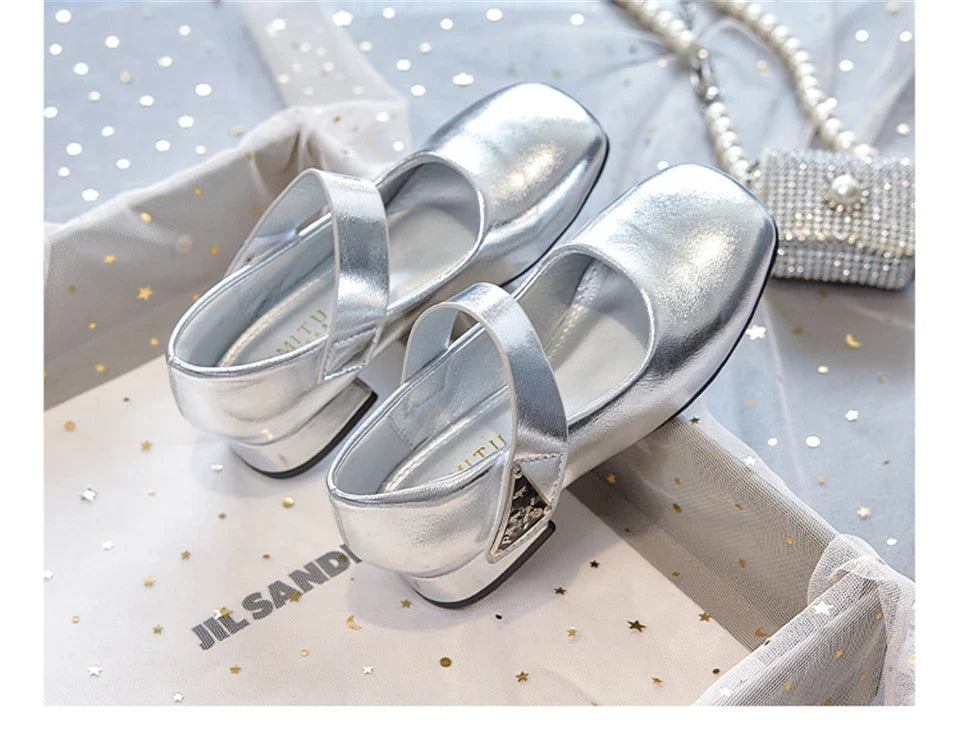 Designer Luxury Children's Elegant Party Leather Shoes Pageant Girls High Heels Wedding Bridesmaids Gala Formal Occasion Shoe