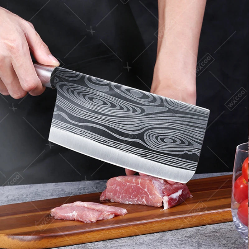 Professional Kitchen Knives Stainless Steel Scissors Fruit Utility Knife Sharpening Rod Sharp Slicing Chef knife Cooking Tools