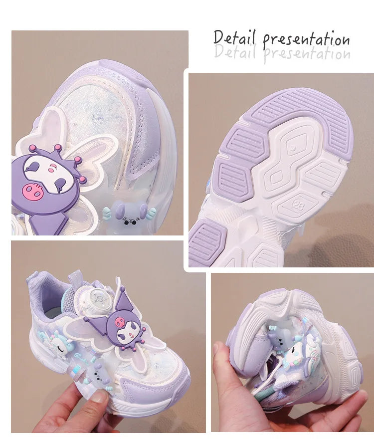 Girls Leather Hook-and-Loop Shoes - Non-Slip Thick Sole Chunky Sneakers Soft Bottom Fashion Casual Shoes for Kids