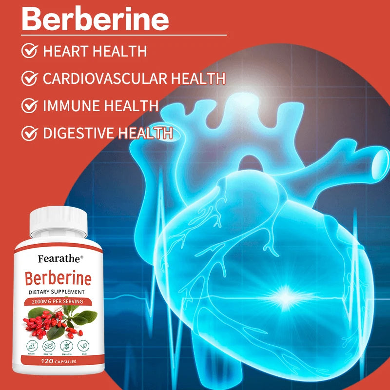 Berberine Capsules 2000mg  - Cardiovascular and Digestive Health,Balance Liver Health Digestion,Non-GMO