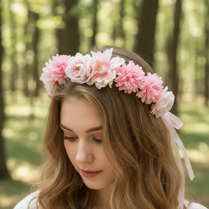 Bohemia Style Bride Garland Simulation Flower Hair Ornaments Simulation Wreath Thai Adjustable Seaside Vacation Headdress Party
