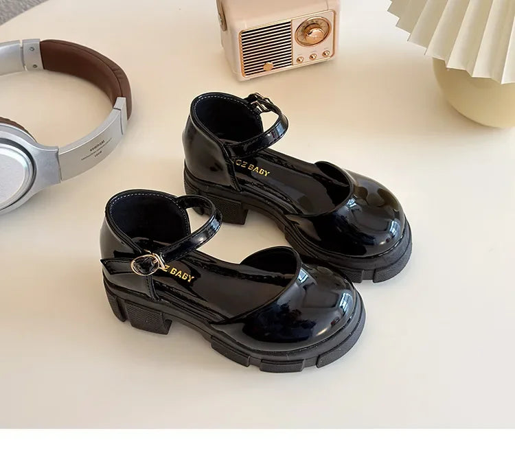 Children Leather Shoes for Girls New Fashion French Style Soft Anti-slippery Versatilel Chic Princess Mary Jane Shoe