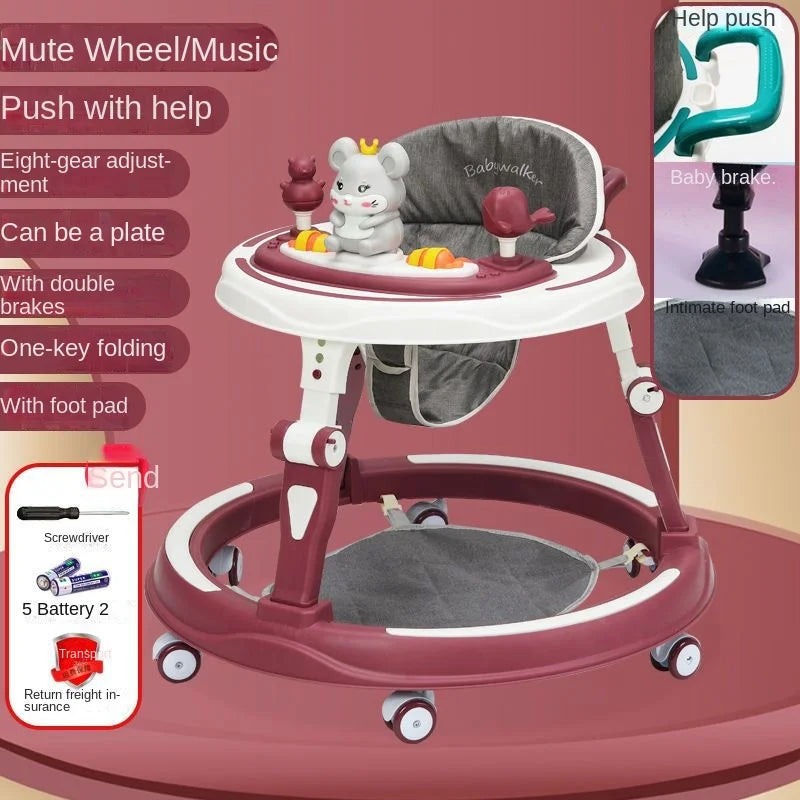 Lazychild Baby Walker 8-gear Adjustable Multi-function Anti-O-leg Anti-rollover Folding Baby Starting Car 5-18 Months Hot New