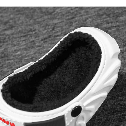 Winter Warm Home Slippers Men Waterproof Fur Clogs Slippers Garden Slippers Fuzzy Plush Slippers Bedroom Shoe For Indoor Outdoor
