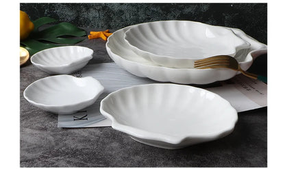 Creative Shell Shaped Ceramic Dinner Dish Household Tableware Snack Dessert Tray Hotel Restaurant Creative Tableware Pasta Plate