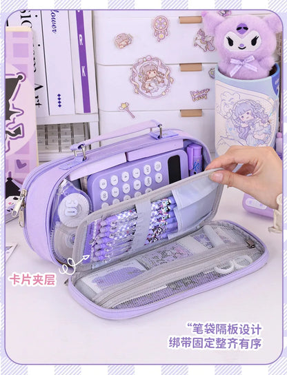 Portable Pencil Case for Students - Durable Oxford Fabric Stationery Bag with Zipper, Pen Slots & Large Storage Space