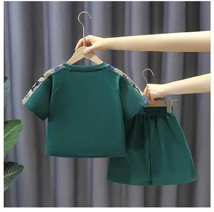 Summer Baby Boy Clothes Set Children Girls Fashion Bear Printed T-shirts and Shorts 2pcs Suit Kid Casual Top Bottom Outfiots
