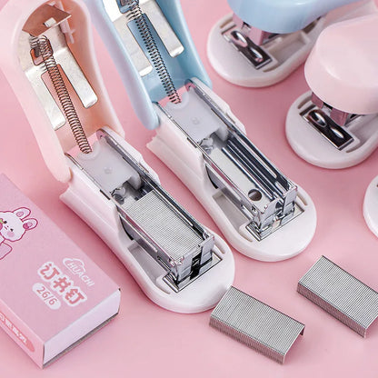 Mini Stapler Set with Staples Cute Rabbit Bear Paper Binder Stationery Office Binding Tools School Supplies