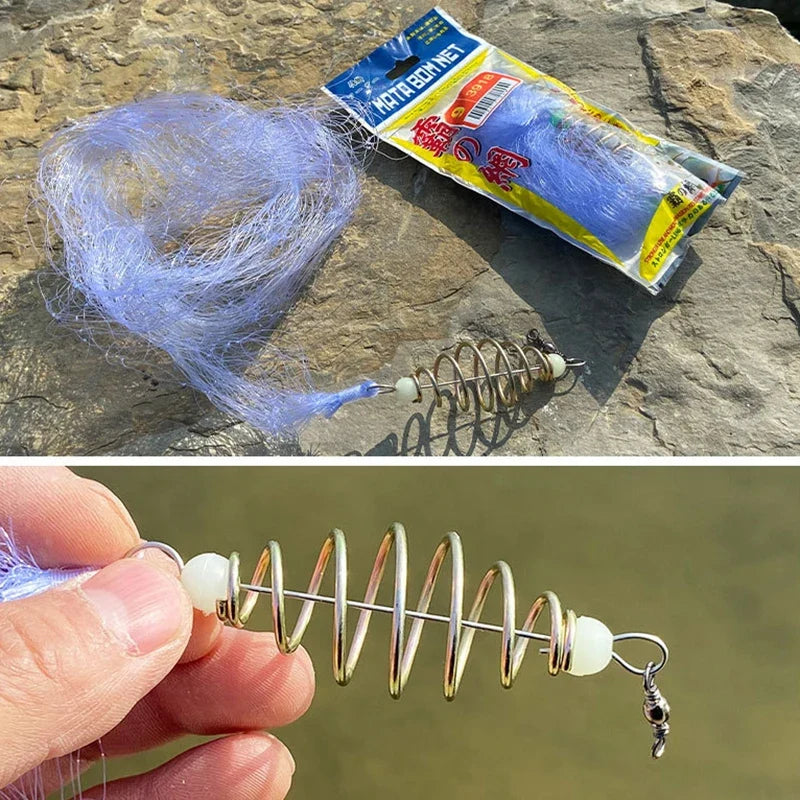 Bully Bundle Hookless Fishing Set Simple Small Fish Net Explosive Hook Spring Bait Cage Fishing Net Sticky (Available)