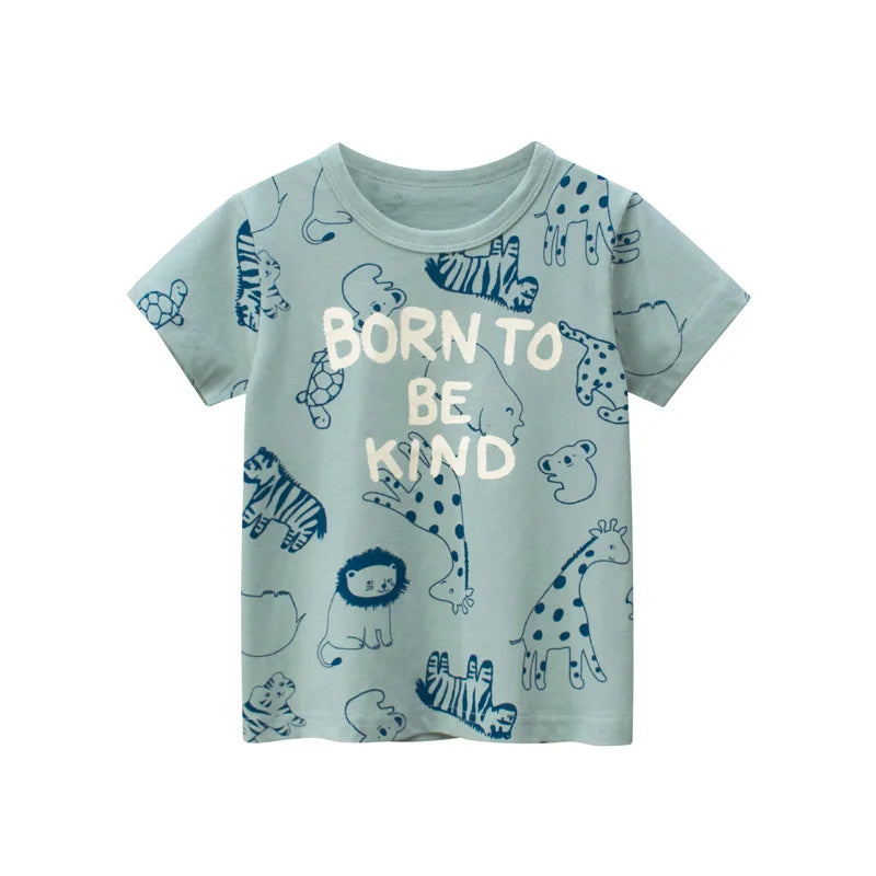 Jumping Meters Hot Selling Boys Girls Summer Baby T Shirts Short Sleeve Cartoon Cars  Toddler Tees Tops Boys Girls Clothing