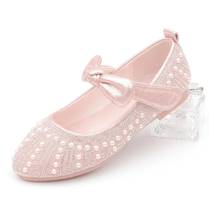 Girls Shoes Striped Bowtie Princess Shoes Kids Leather Shoes Big Girls Flats Children Single Shoes Fasion Soft Sole Toddlers