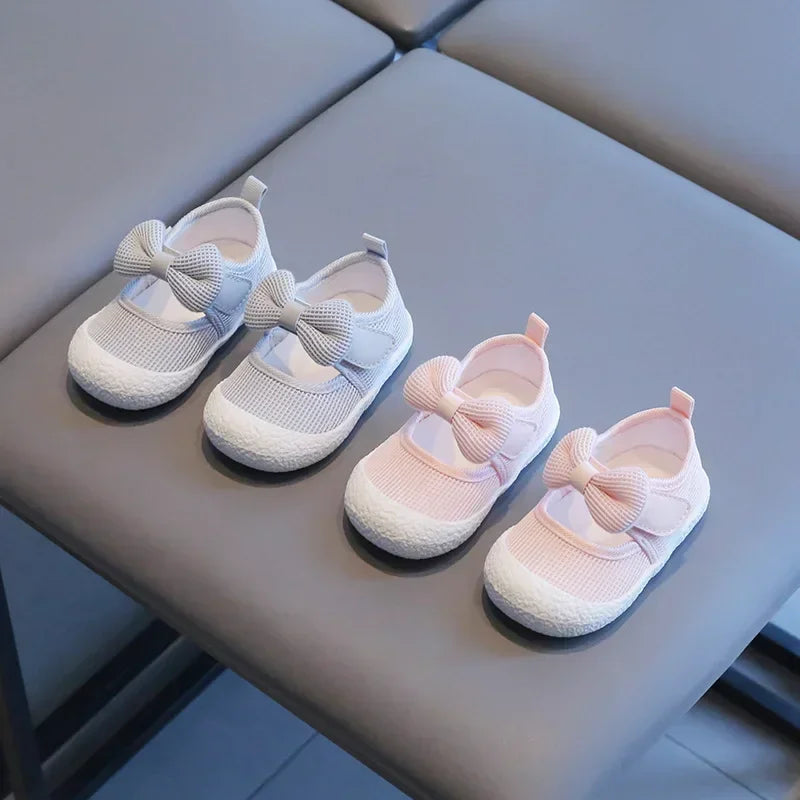 Kids Shoes  Baby Girl Walking Shoes with Breathable and Non Slip Mesh Bow Princess Shoes with Non Slip Soft Soles