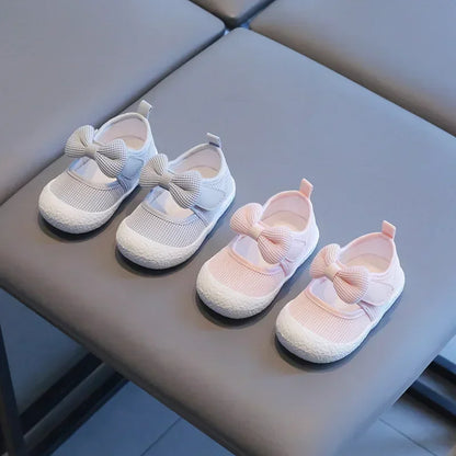 Kids Shoes  Baby Girl Walking Shoes with Breathable and Non Slip Mesh Bow Princess Shoes with Non Slip Soft Soles