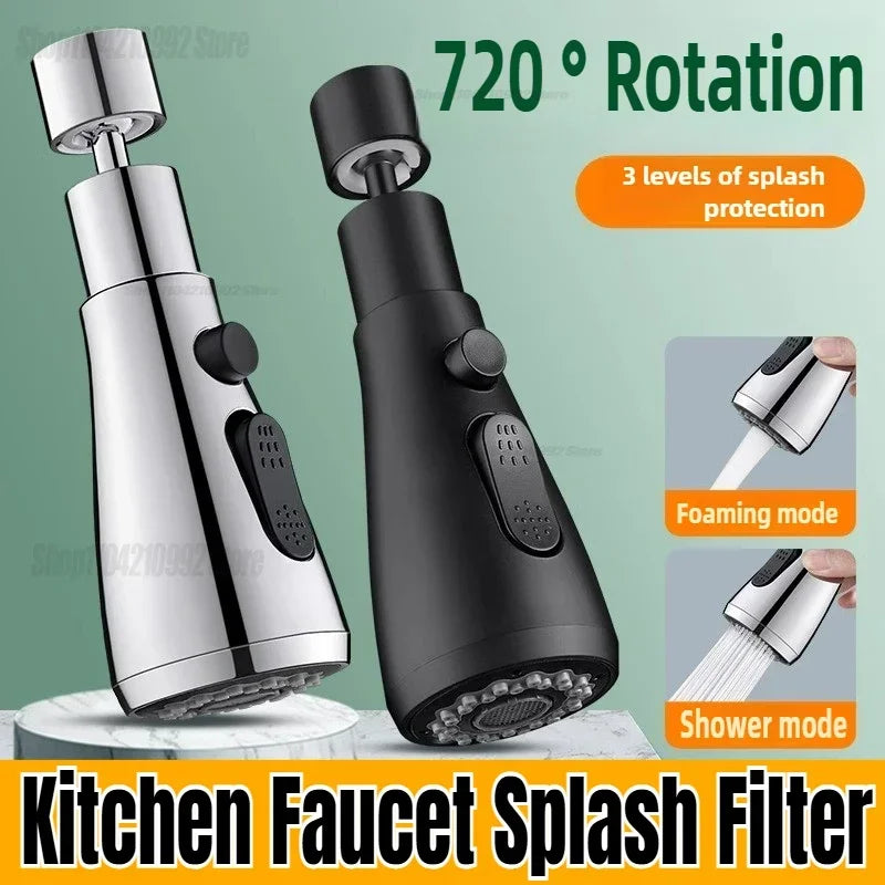 Universal 360° Rotate Kitchen Faucet Extender Aerator Plastic Splash Filter Kitchen Washbasin Faucet Bubbler Nozzle Aerator (Available)