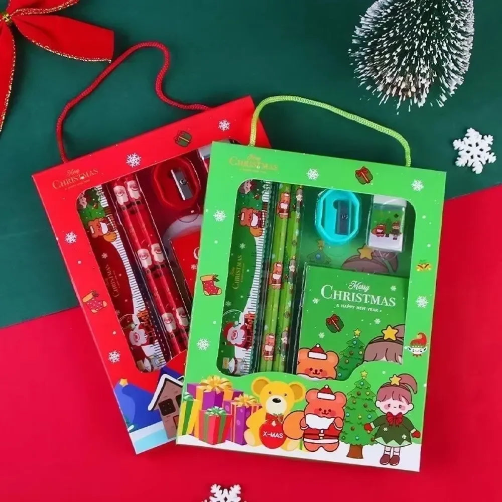 Pencil Stationery Set GIfted By Santa Claus Children Student Office Supplies Kawaii Kids Prize Birthday Christmas New Year