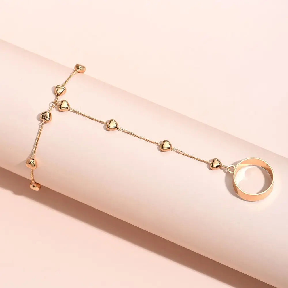 Jewelry for Women Girls Hand Accessories Layered Wrist Chain Finger Ring Bracelet Linked Finger Hand Harness Bangle Slave Chain