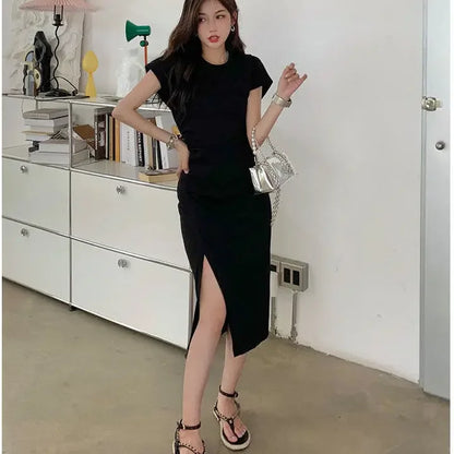 White Dresses for Women 2025 Woman Dress Clothes Midi X New in Chic and Elegant Pretty Cheap Casual Y2k Outfits Harajuku Cotton