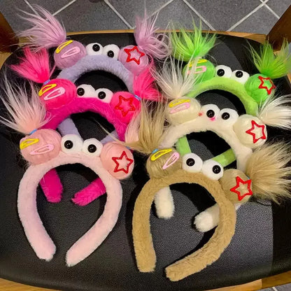 Girls Face Wash Headband Plush Skin Care Bath Shower Makeup Hair Band Soft Absorbent Cartoon Clown Doll Hair Accessories