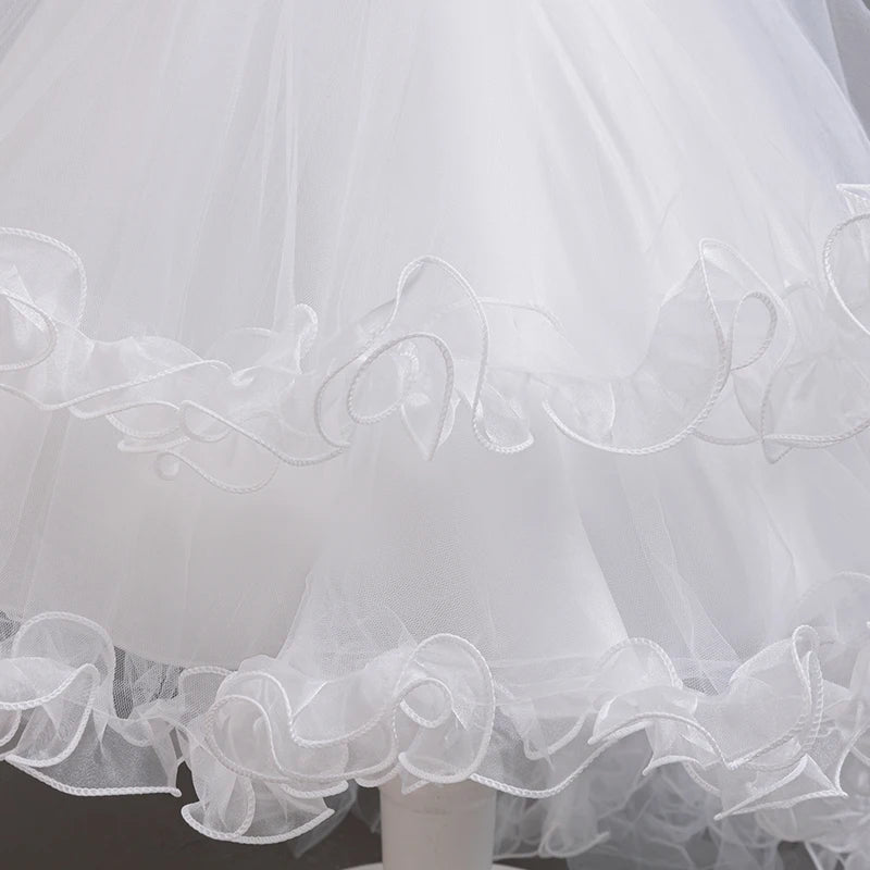 Girls White Pink Party Princess Dress Kids Girl Tailing Dresses for Wedding Birthday Ceremony Baby Girl Gown