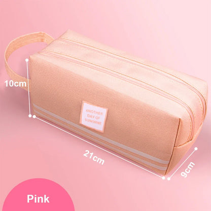 Large Capacity Pencil Cases Double Layer Simple Canvas Bags for Girls Back to School School Office Supplies Stationery
