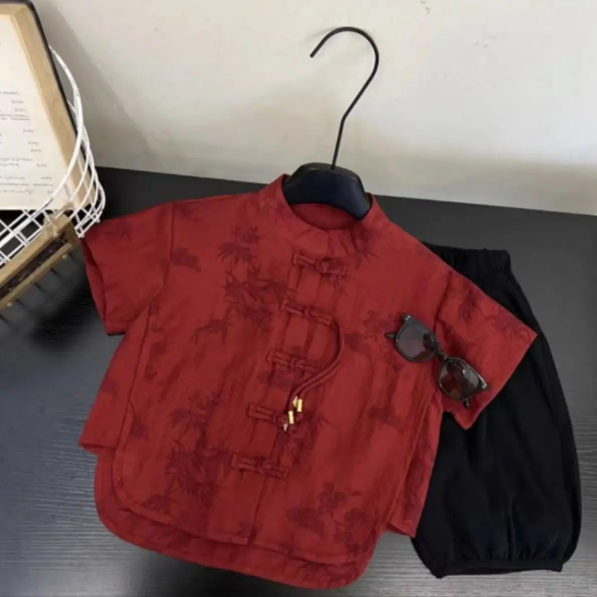 Chidren Clothing Set Casual Boys Summer Chinese Style Short Sleeve Shirt Shorts 2 PCs Set Kids Chinese Traditional Clothing