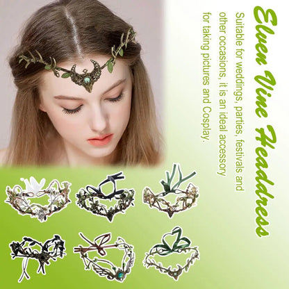 Elven Crown Elf Tiara Vine Headpiece Fairy Witch Diadema Crown Gothic Headband Woodland Dress Bridal Wedding Hair Accessories