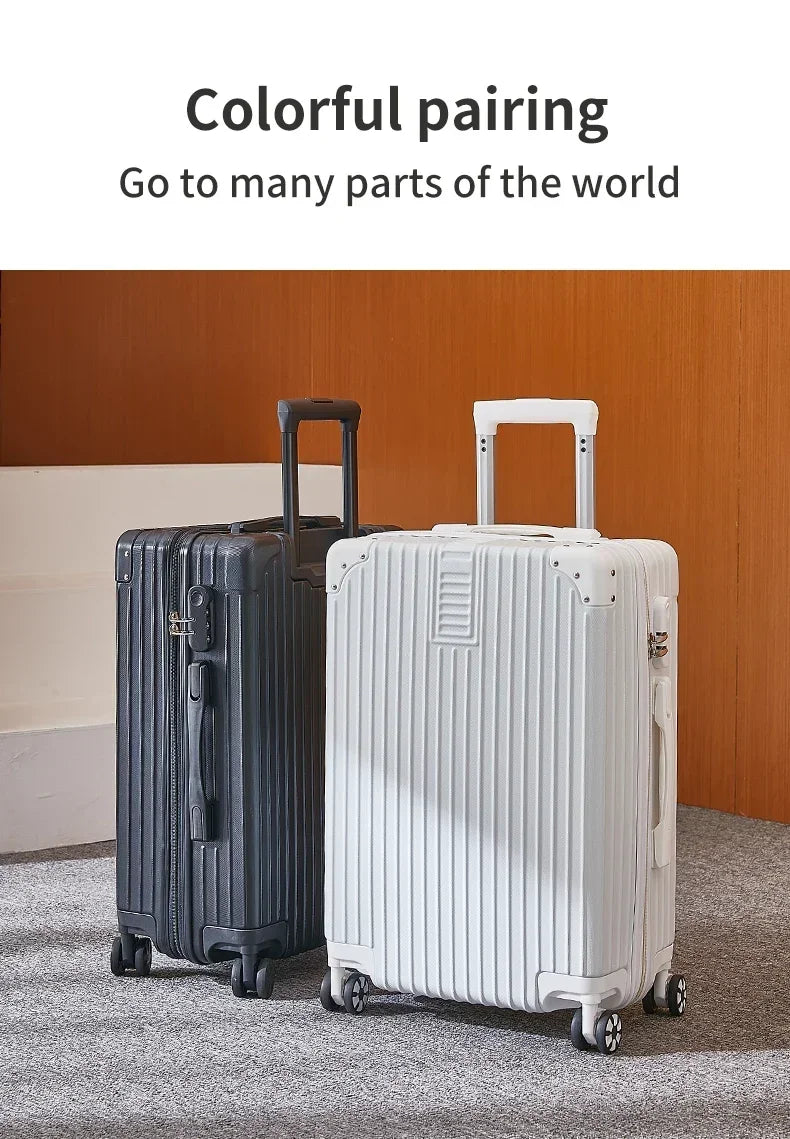 100% Aluminum Magnesium Alloy Luggage Trolley - 20-28 Inch Carry-On With Cup Holder | Lightweight Travel Suitcase