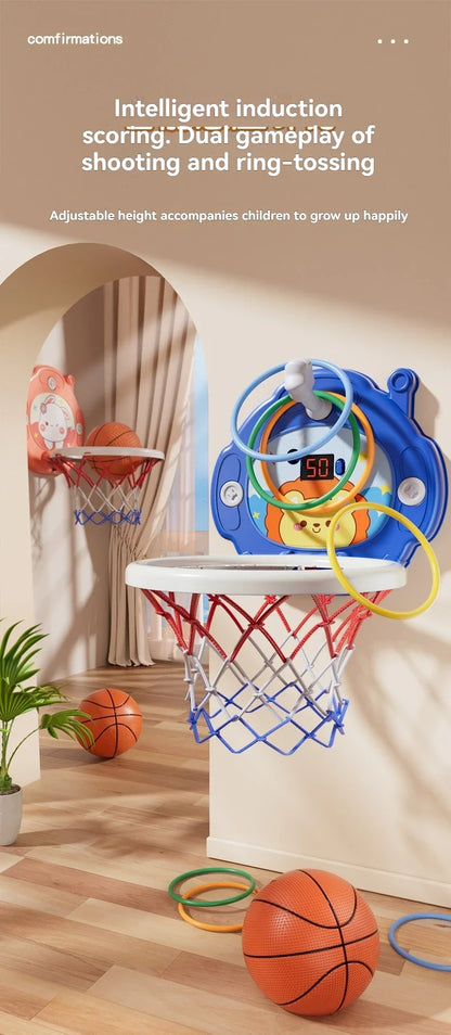 New Children's Basketball Frame Indoor Shooting Hanging Baby Basketball Stand 1-5 Year Old Baby Home Ball Toy No Punching