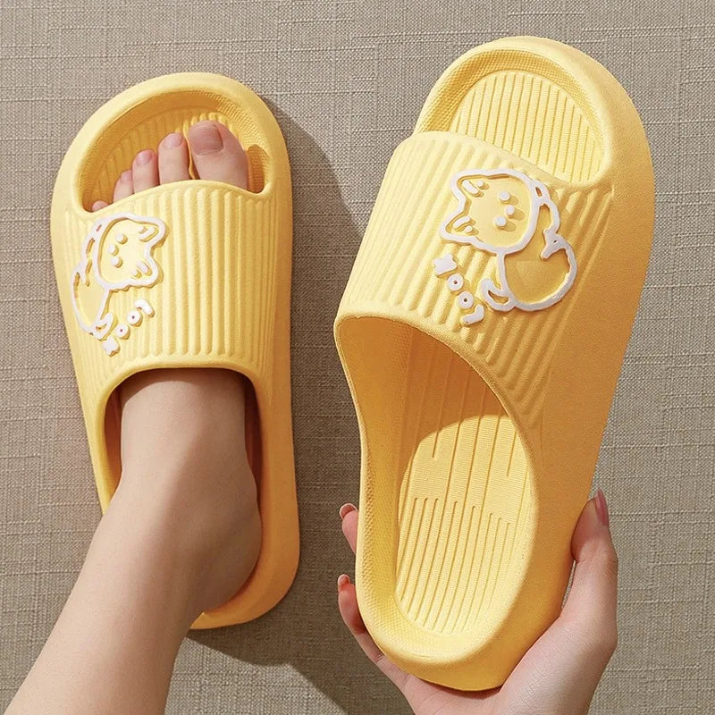 Summer Slippers Bathroom Platform Non-Slip Home Bear Cartoon Flip Flops Beach  Sandals Slides Indoor Outdoor