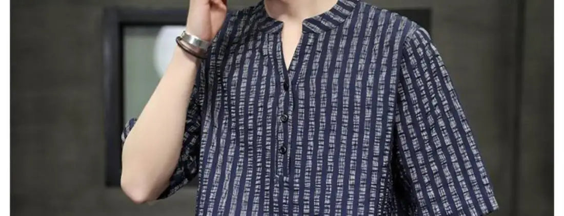 Men's Light Blue Denim Shirt Oversized Short Sleeve Button-Down Casual Top(Available)