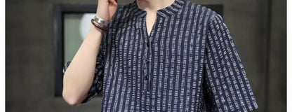 Men's Light Blue Denim Shirt Oversized Short Sleeve Button-Down Casual Top(Available)