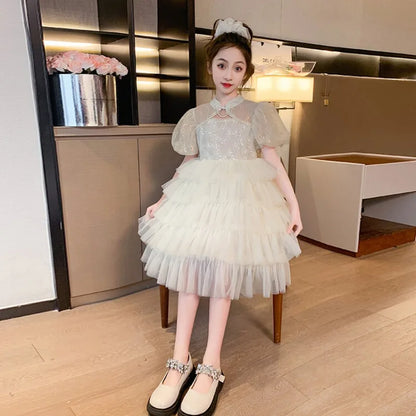 Girls Party Dresses Children Sleeveless Butterfly Embroidery Tulle Bowknot Pageant Gown Newborn Baby Birthday Princess Dress