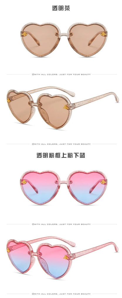 Children Sunglasses Heart-Shape Baby Gradient Sun Shade Cartoon Summer Girls Sunglasses Travel Beach Lovely Sunglasses